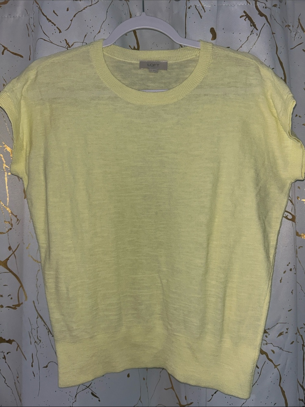 LOFT Pale Yellow Cap-Sleeve Knit Top size XS